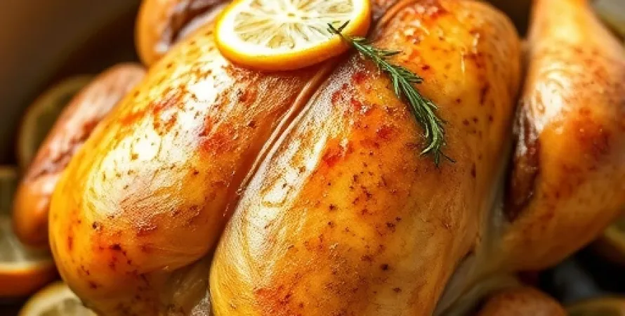 Poulets rôtis au citron et thym
