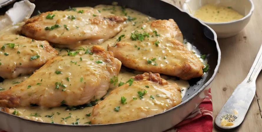 Recette Escalopes de poulet à la sauce moutarde crémieuse
