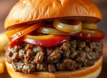 Sandwich à la viande hachée et aux oignons