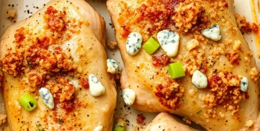 Cuisses de poulet panées au fromage bleu