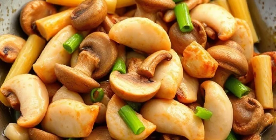 Sauté de poulet aux champignons et légumes croquants