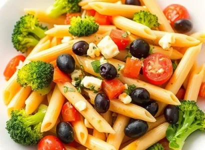 Salade de pâtes printanière aux légumes et fromage