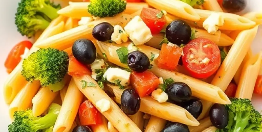 Salade de pâtes printanière aux légumes et fromage