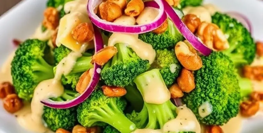 Salade de brocoli croquant aux noix et fromage