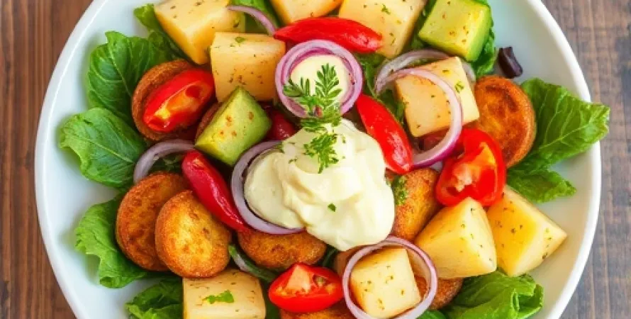 Salade de pommes de terre au persil et aux légumes croquants