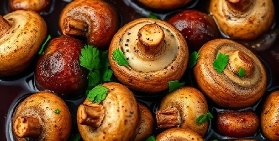 Champignons à l'ail et au vin rouge