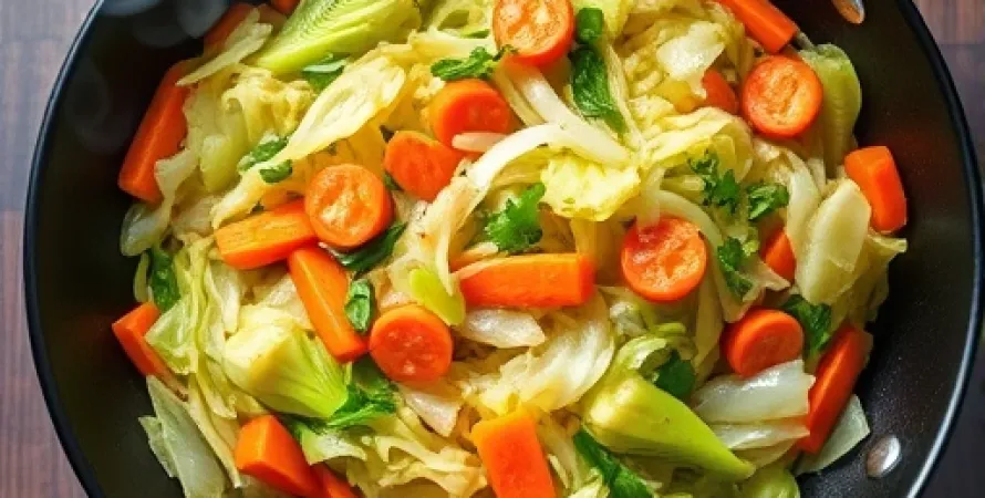 Sauté de chou et carottes à l'ail et gingembre