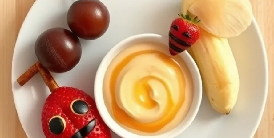 Animaux fruités avec dip au yaourt et beurre de cacahuète
