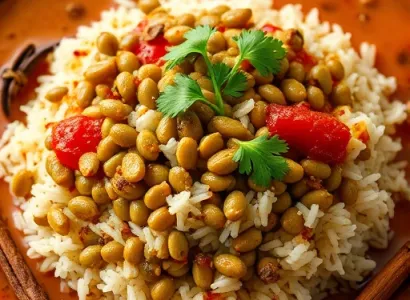 Riz aux lentilles vertes et épices