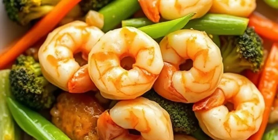 Crevettes sautées aux légumes croquants