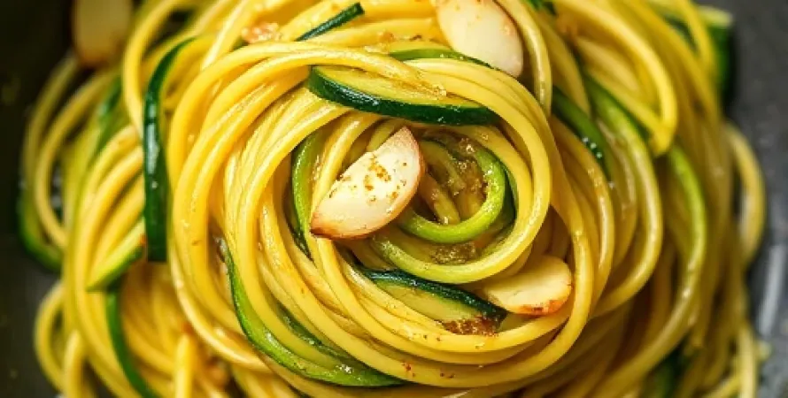 Spaghettis de courgettes sautées à l'ail