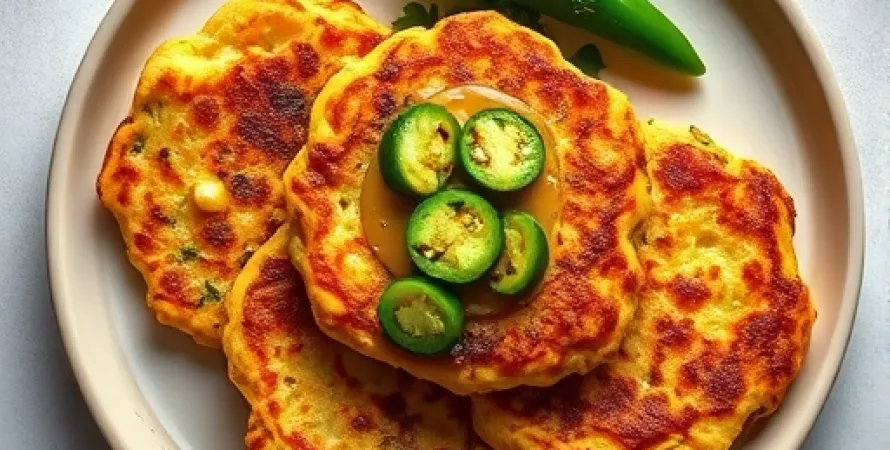 Galettes de courgettes, maïs et piment vert