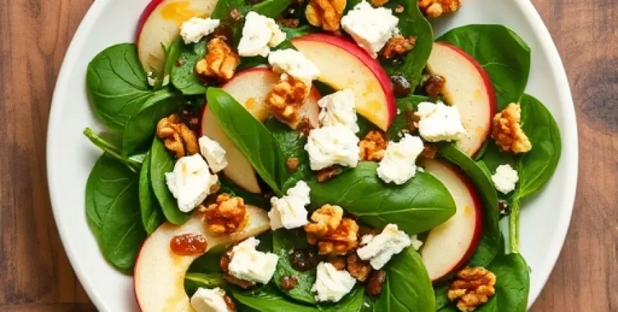 Salade d'épinards au fromage de chèvre et aux pommes