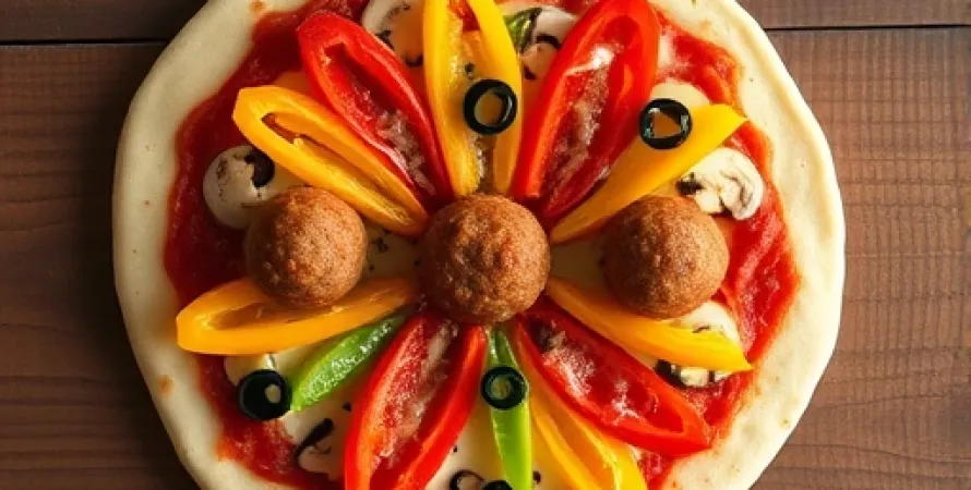Pizza Fleurie aux Légumes et Boulettes