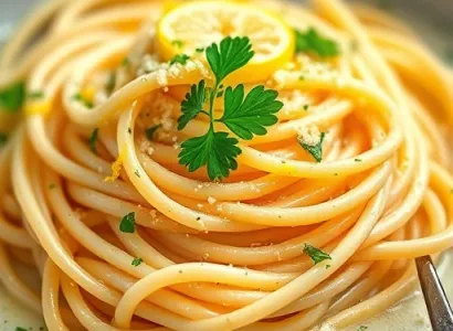 Pâtes crémeuses au citron et au beurre à l'ail