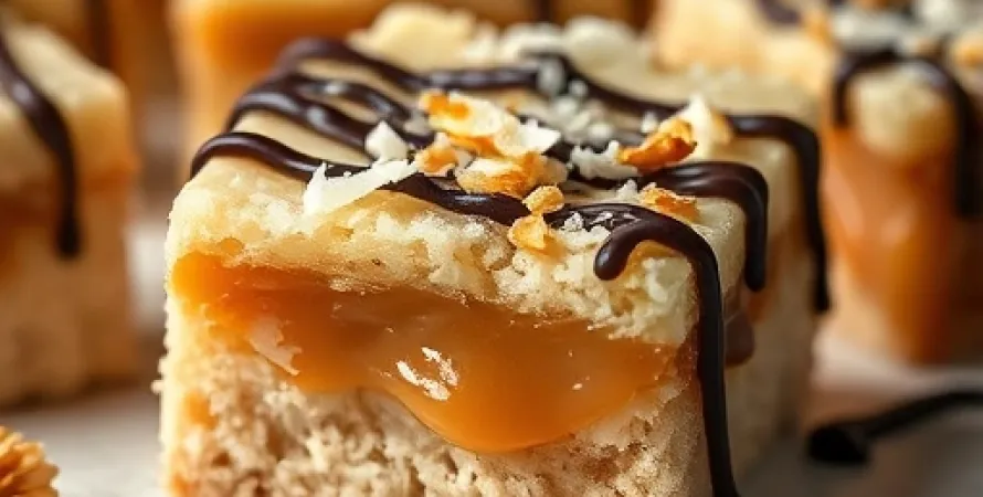 Barres sablées au caramel et noix de coco