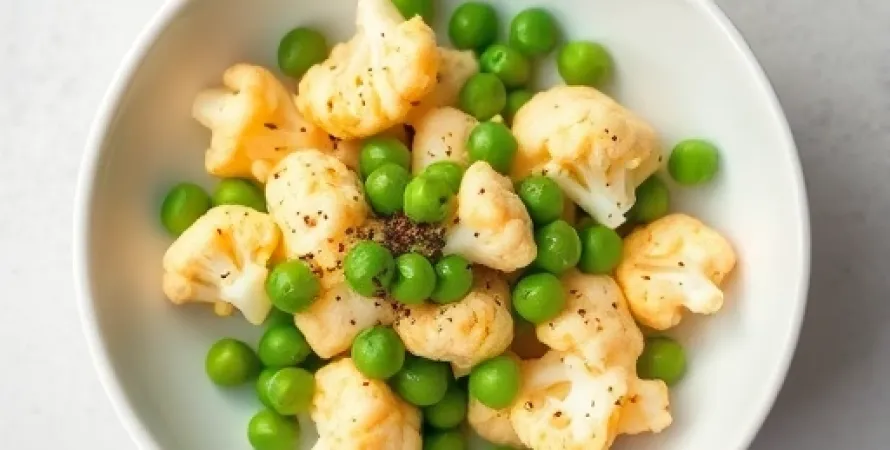 Salade de chou-fleur et petits pois au yaourt épicé