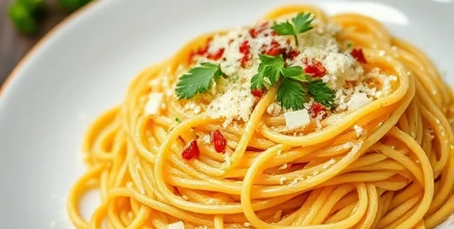 Spaghettis à l'ail, piment et persil