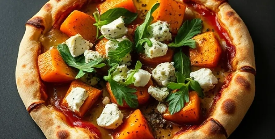Pizza à la courge et roquette