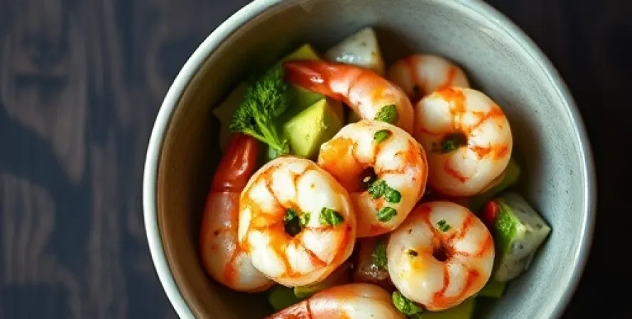 Salade d'avocat et crevettes au wasabi