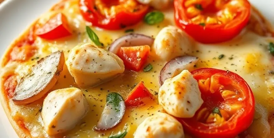 Gratin de pizza au poulet et légumes