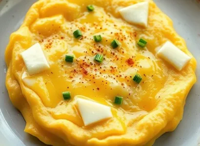 Omelette crémeuse au fromage frais