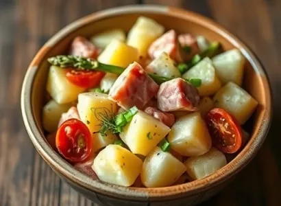 Salade de pommes de terre au jambon et à la moutarde à l'ancienne