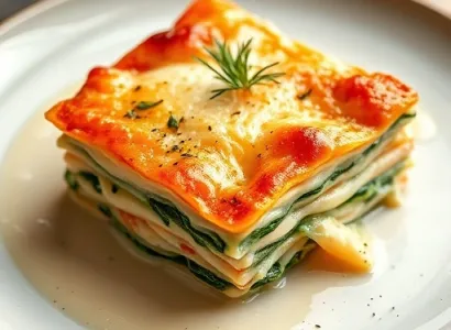 Lasagne au saumon et aux épinards à l'aneth