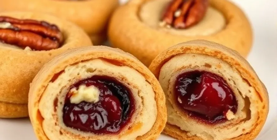 Biscuits roulés aux cerises et noix