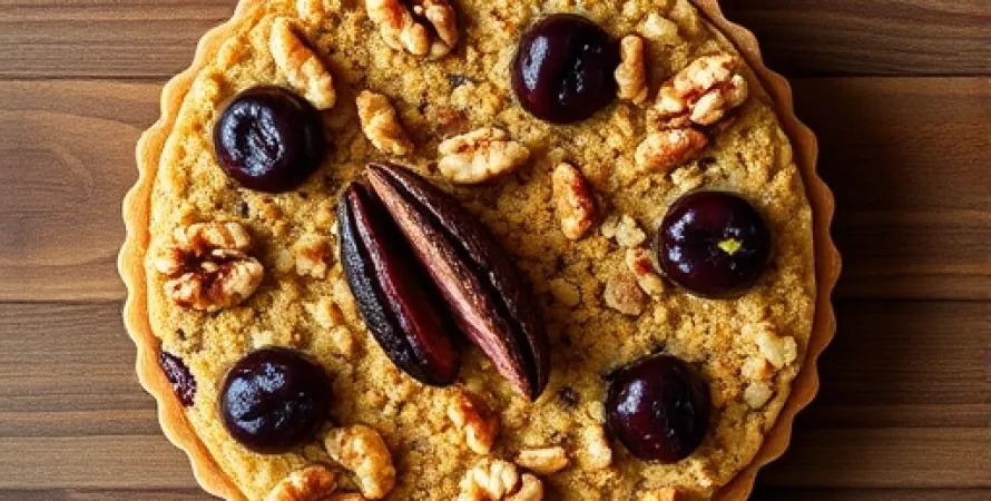 Tarte croustillante aux griottes et noix