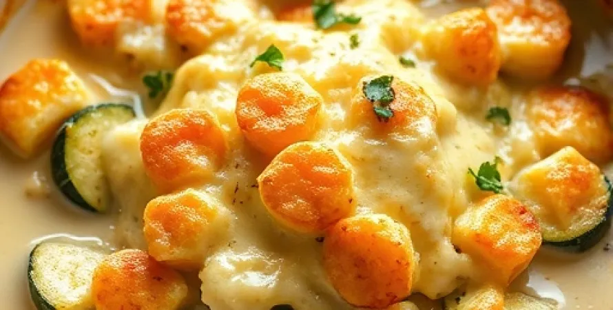 Gratin de courgettes à la crème et fromage