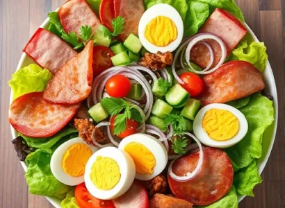 Salade complète aux viandes fumées