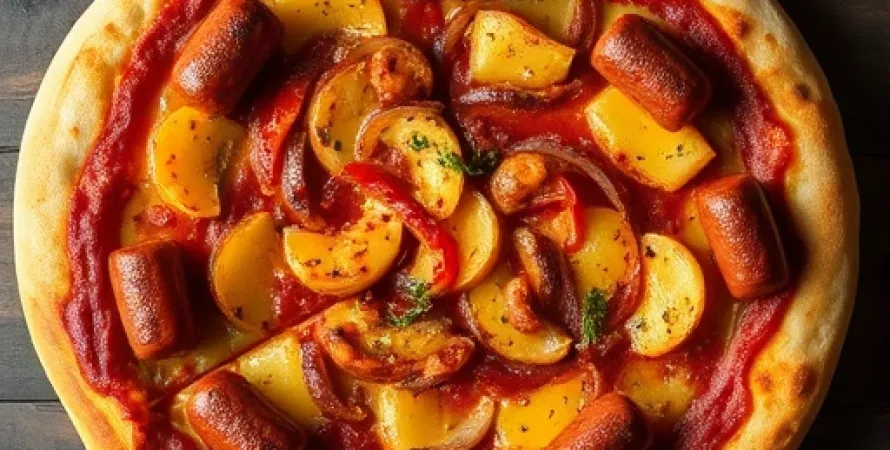 Pizza Barbecue aux Saucisses et Pommes de Terre