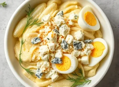 Vinaigrette crémeuse au fromage bleu et aux œufs durs