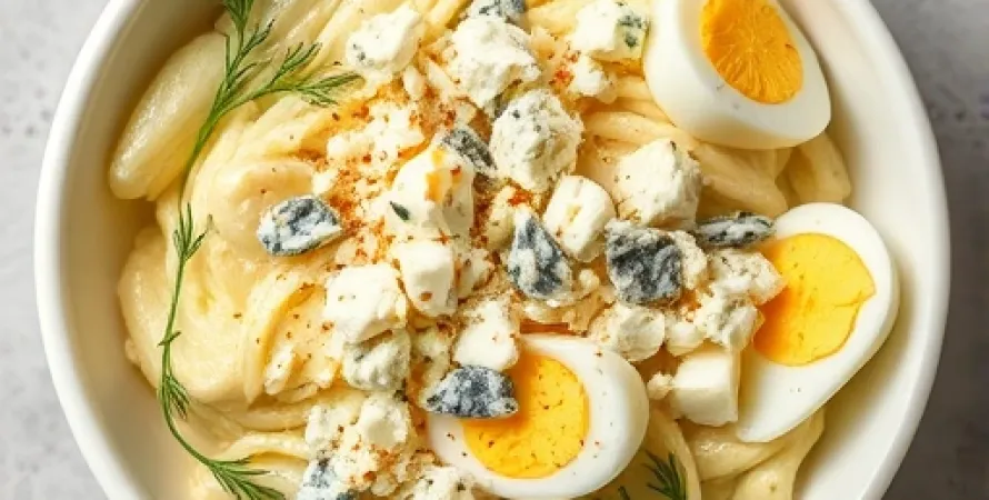 Vinaigrette crémeuse au fromage bleu et aux œufs durs