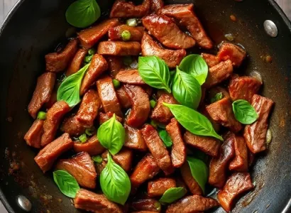 Sauté de bœuf au basilic frais