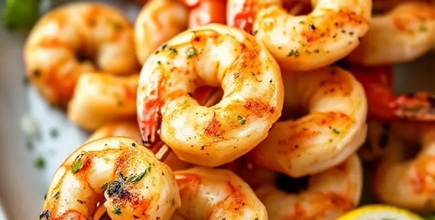 Brochettes de crevettes à l'ail et citron