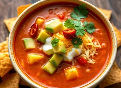 Soupe mexicaine aux chips de maïs