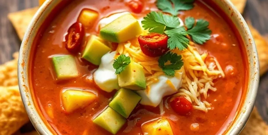 Soupe mexicaine aux chips de maïs