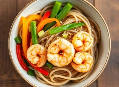 Salade de Nouilles Soba aux Légumes et Crevettes
