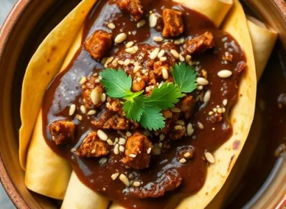 Enchiladas végétaliennes à la sauce mole