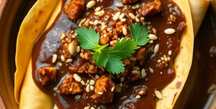 Enchiladas végétaliennes à la sauce mole