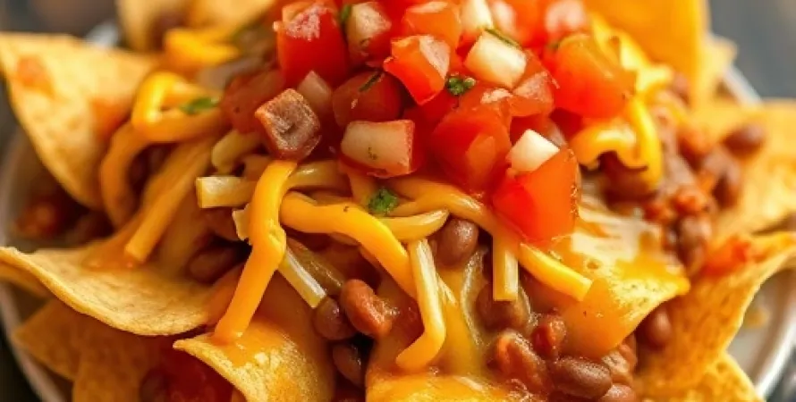 Nachos gratinés aux haricots et fromage