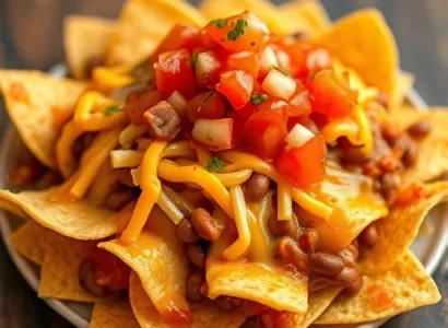 Nachos gratinés aux haricots et fromage