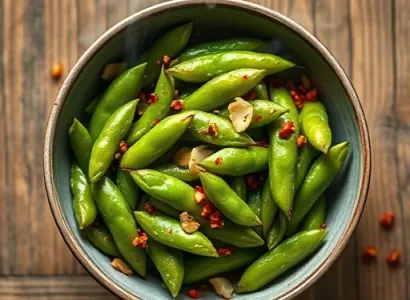Edamames sautés à l'ail et piment