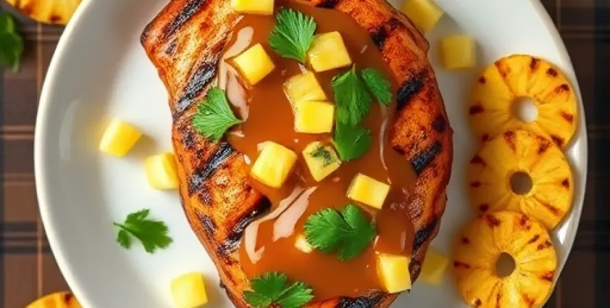 Poulet jerk caribéen grillé avec sa sauce à l'ananas