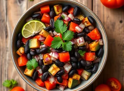 Salsa aux haricots noirs et légumes rôtis
