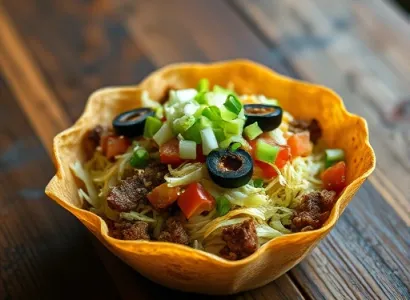 Salade mexicaine en croustille de tortilla