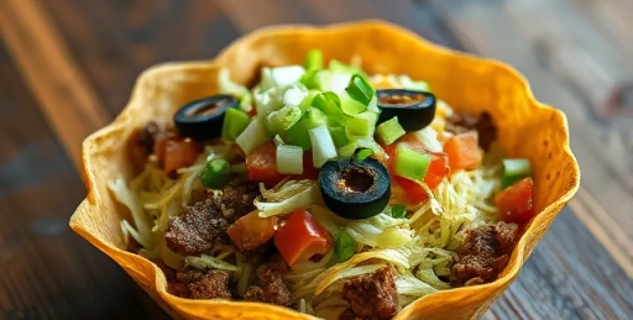 Salade mexicaine en croustille de tortilla
