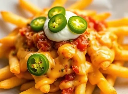 Frites gratinées au fromage et salsa